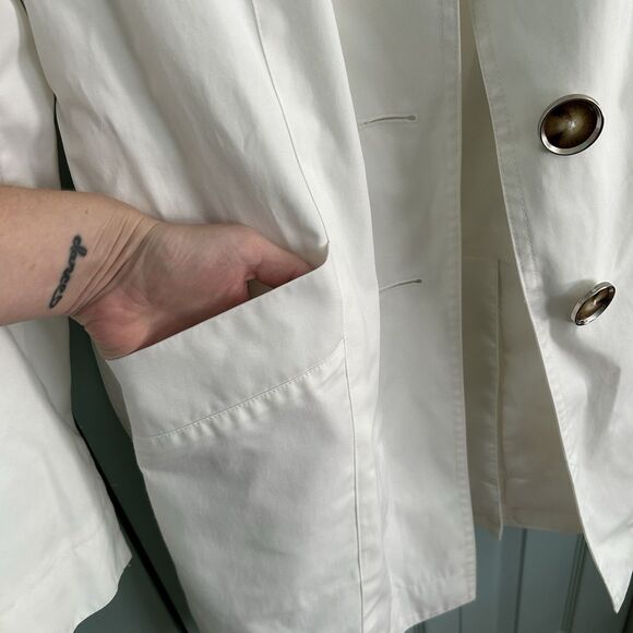 MICHAEL Michael Kors Womens White Double-Breasted Button Belted Trench Coat Med - Picture 12 of 15